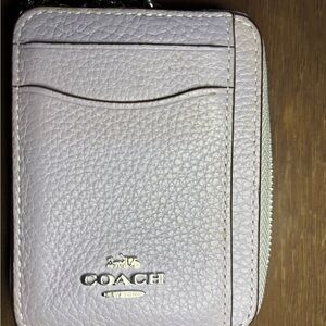 Coach Lavender Leather Zip Card Holder